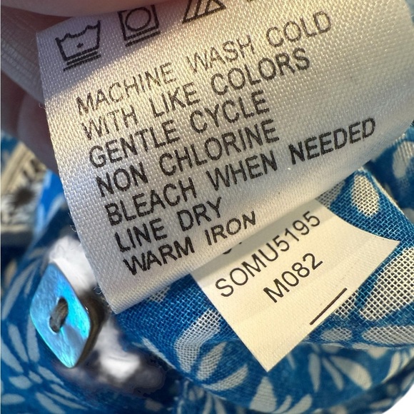 Sigrid Olsen Sport Blue Floral Button Down Shirt Contrast Trim Lightweight M - Picture 5 of 14